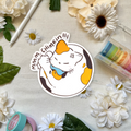 Cat Eating Chimkin Leg Weatherproof Sticker