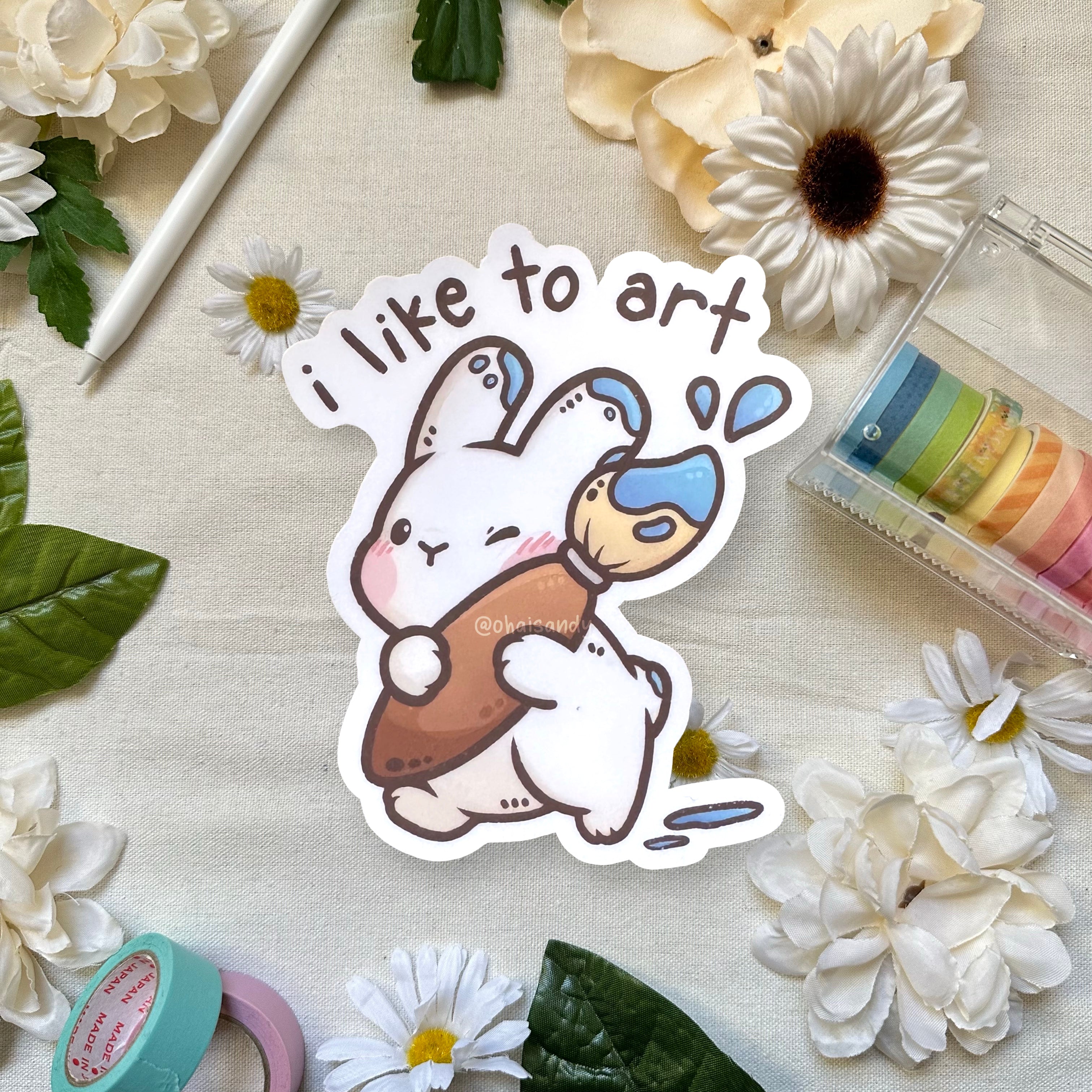 Artist Bunny Art Print & Weatherproof Sticker
